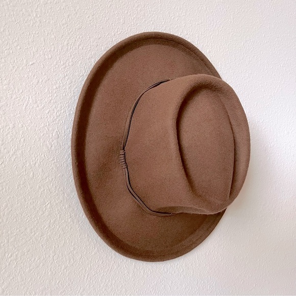 Free People Accessories - Free People Boho Brown Fedora Wide Brim Wool Hat
